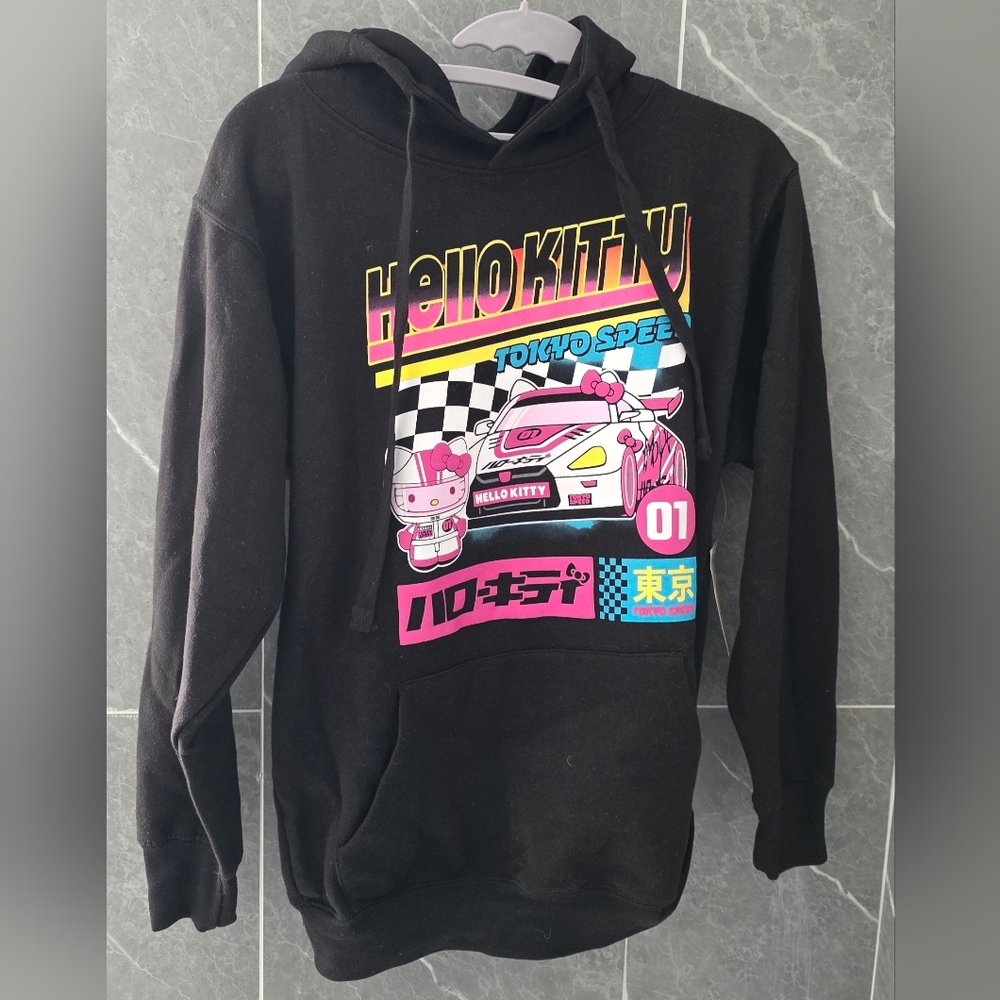 NWT Sanrio Hello Kitty And Friends Black Tokyo Speed Car Hoodie XS